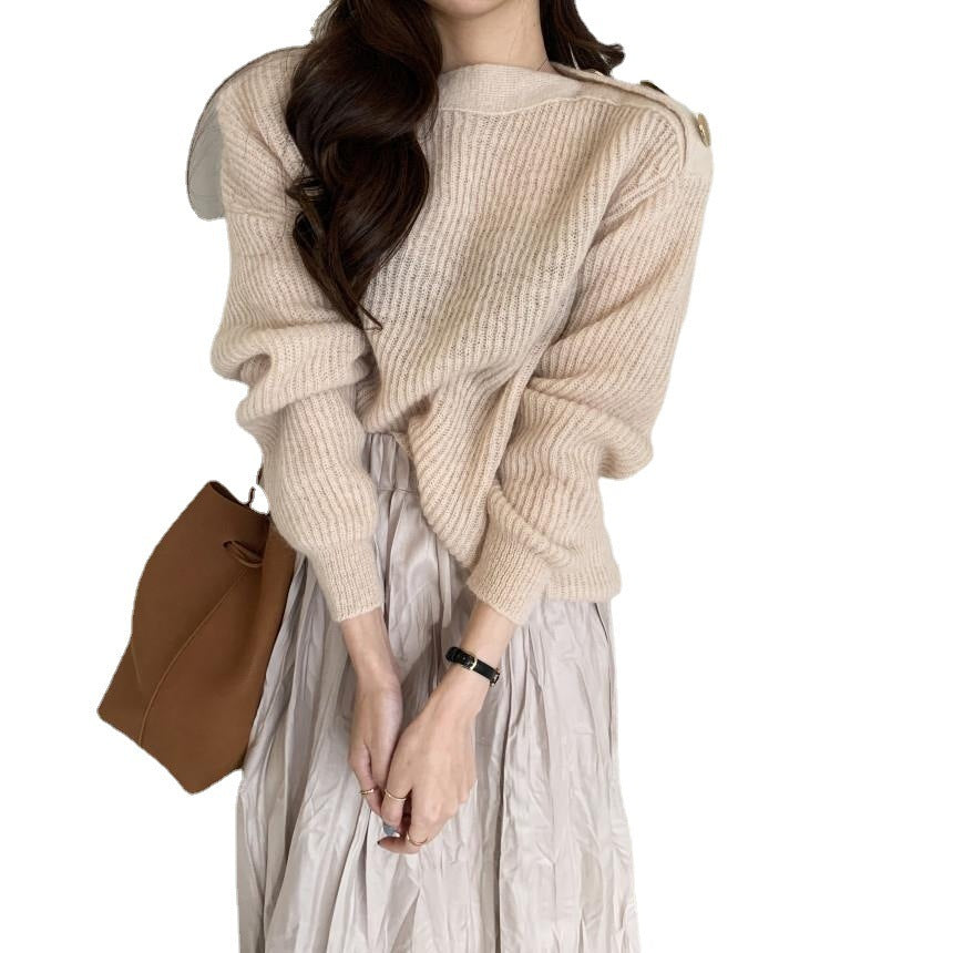 Versatile Fashion Sweater Knitted Top Plus Fleece