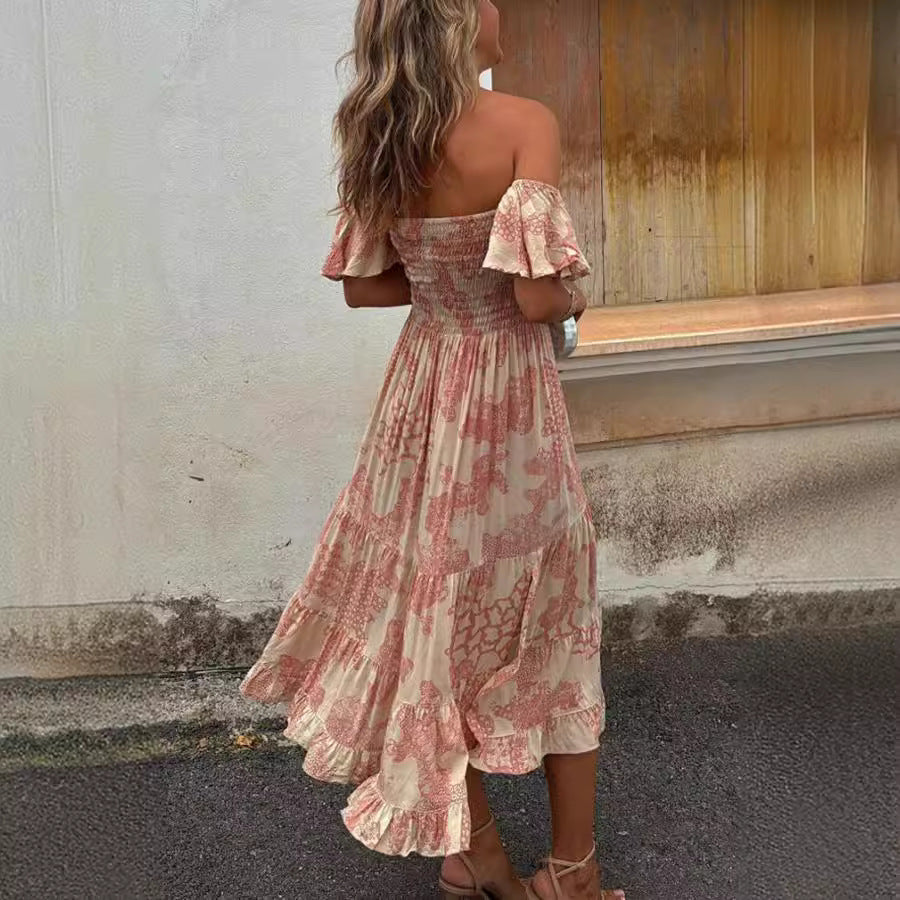 Fashion Ruffles Off-shoulder Fashion Women Dress