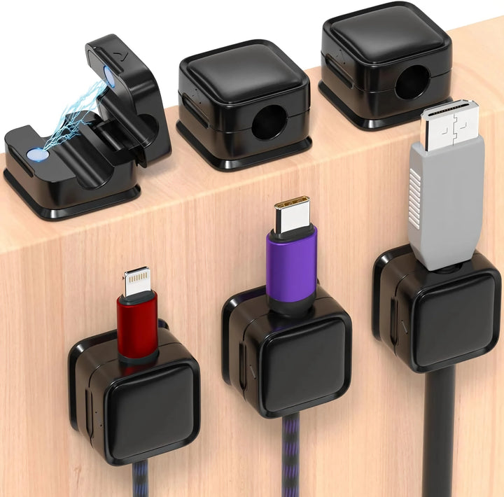 Magnetic Cable Clips Organizer - Adjustable Cord Holder with Strong Adhesive and Easy Cable Management