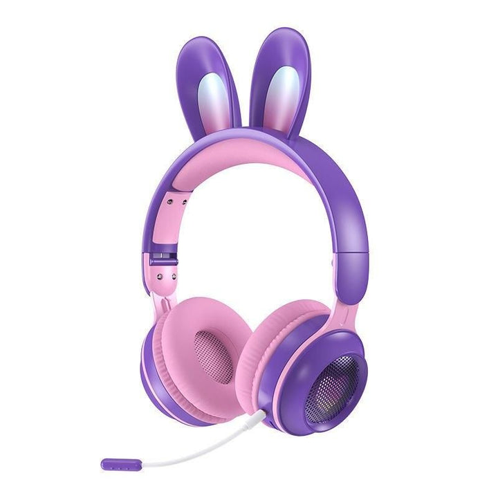 LED Bluetooth Rabbit Ear Headphones with Noise-Reduction Mic & TF Card Support