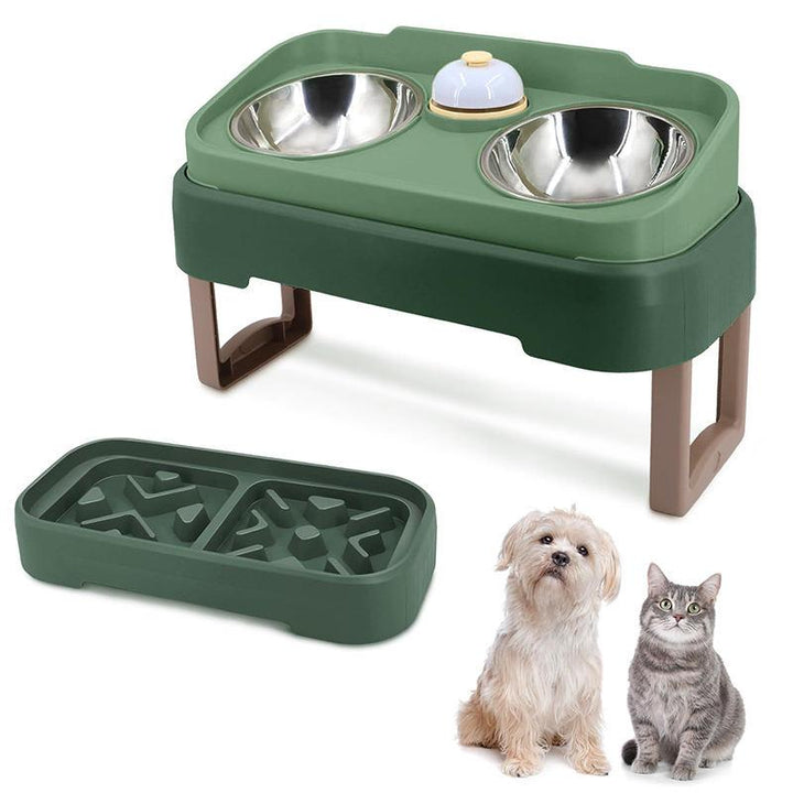 3-in-1 Adjustable Stainless Steel Elevated Pet Bowl Set