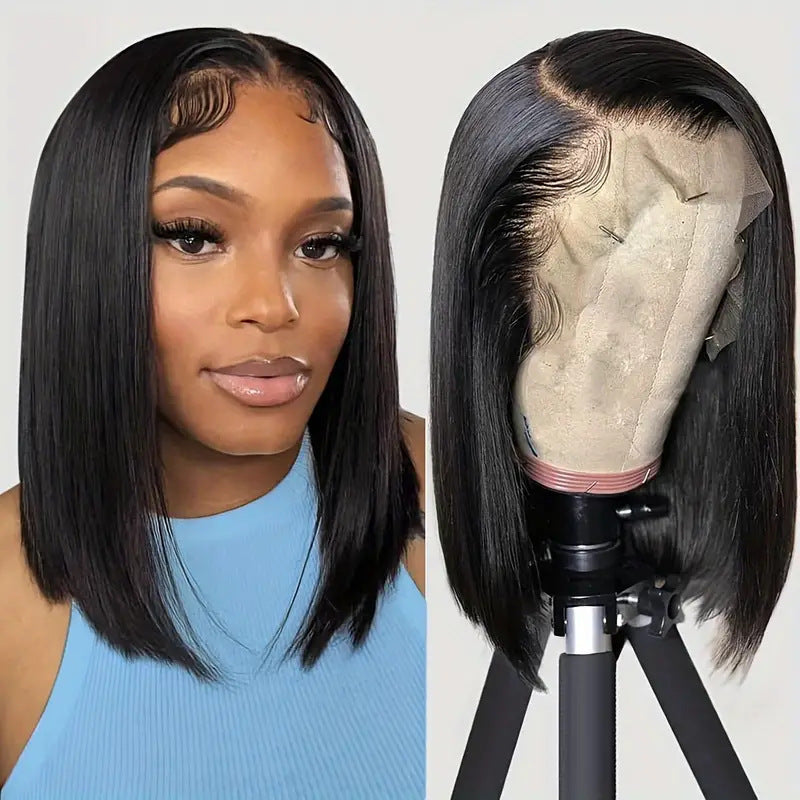 Short Bob Wig Front Lace Amazon Bobhaircut Black Short Straight Hair Full-head Wig