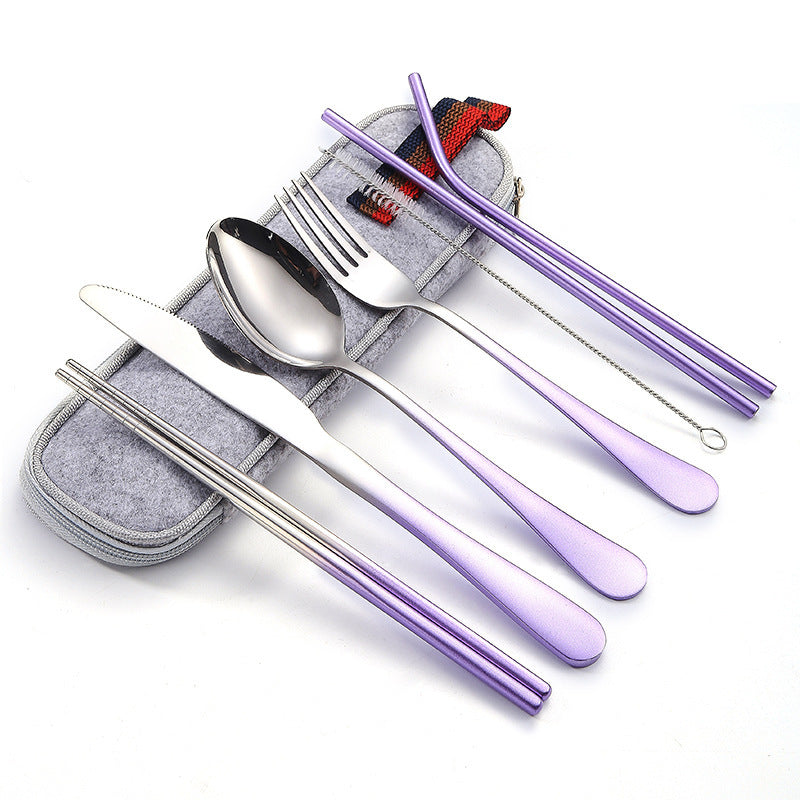 Stainless Steel Knife, Fork And Spoon Straw Set