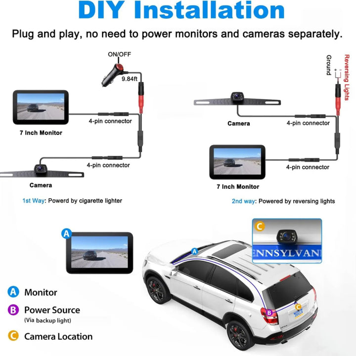 Wired Backup Camera Kit with 7" Monitor