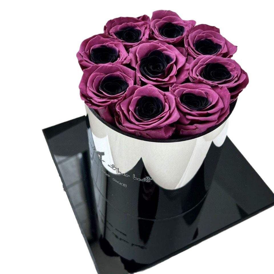 Bowknot Spherical Flower Pot Black Plum Preserved Flowers