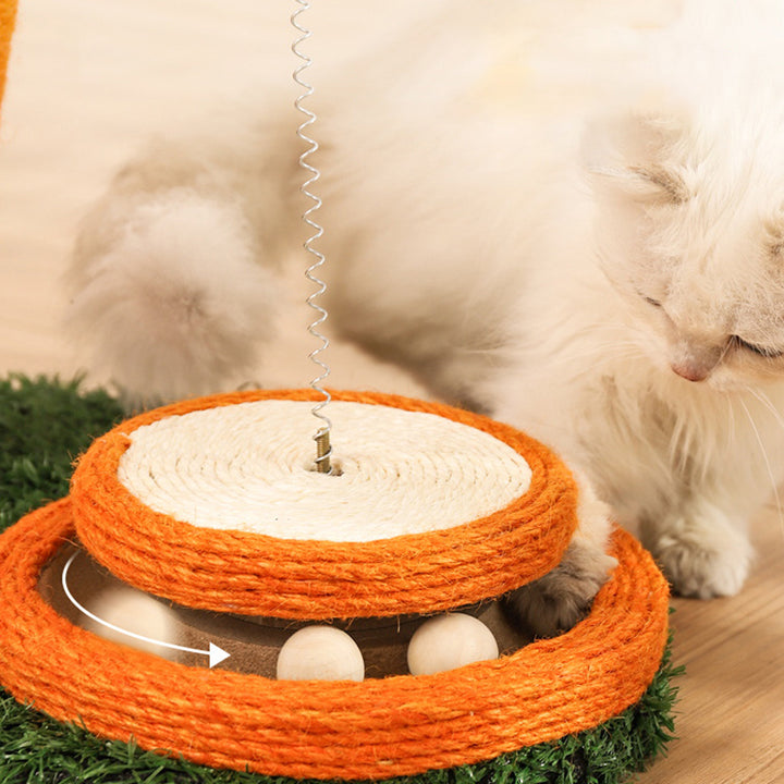 Carrot Sisal Rope Cat Scratching Post with Turntable Toy