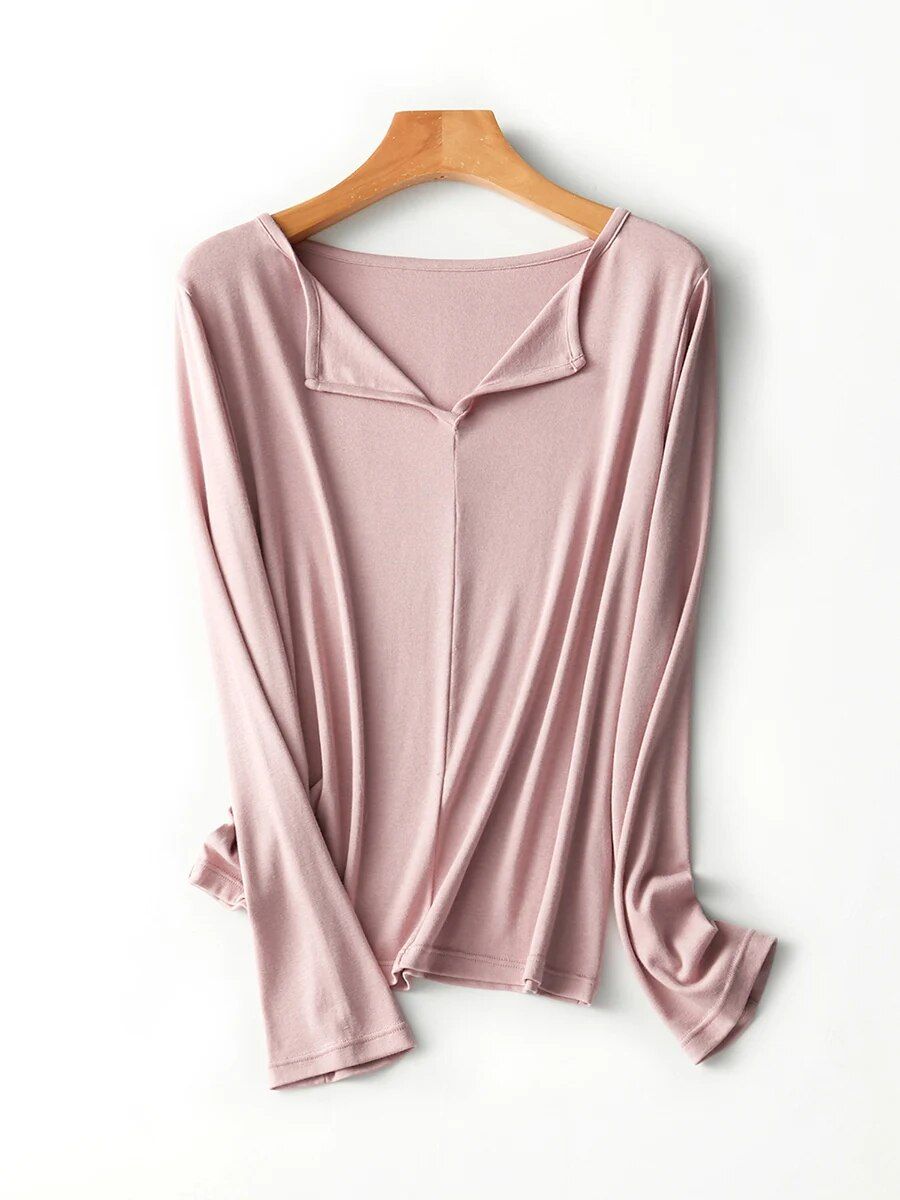 Elegant Square Neck Long Sleeve Tee