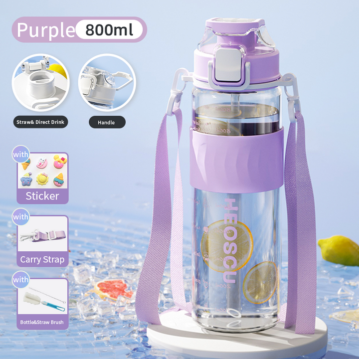 Insulated Glass Water Bottle with Tea Filter & Dual Drinking Modes