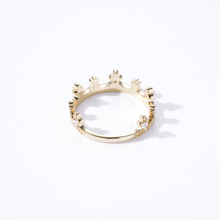 S925 Silver White Zircon Princess Crown Ring