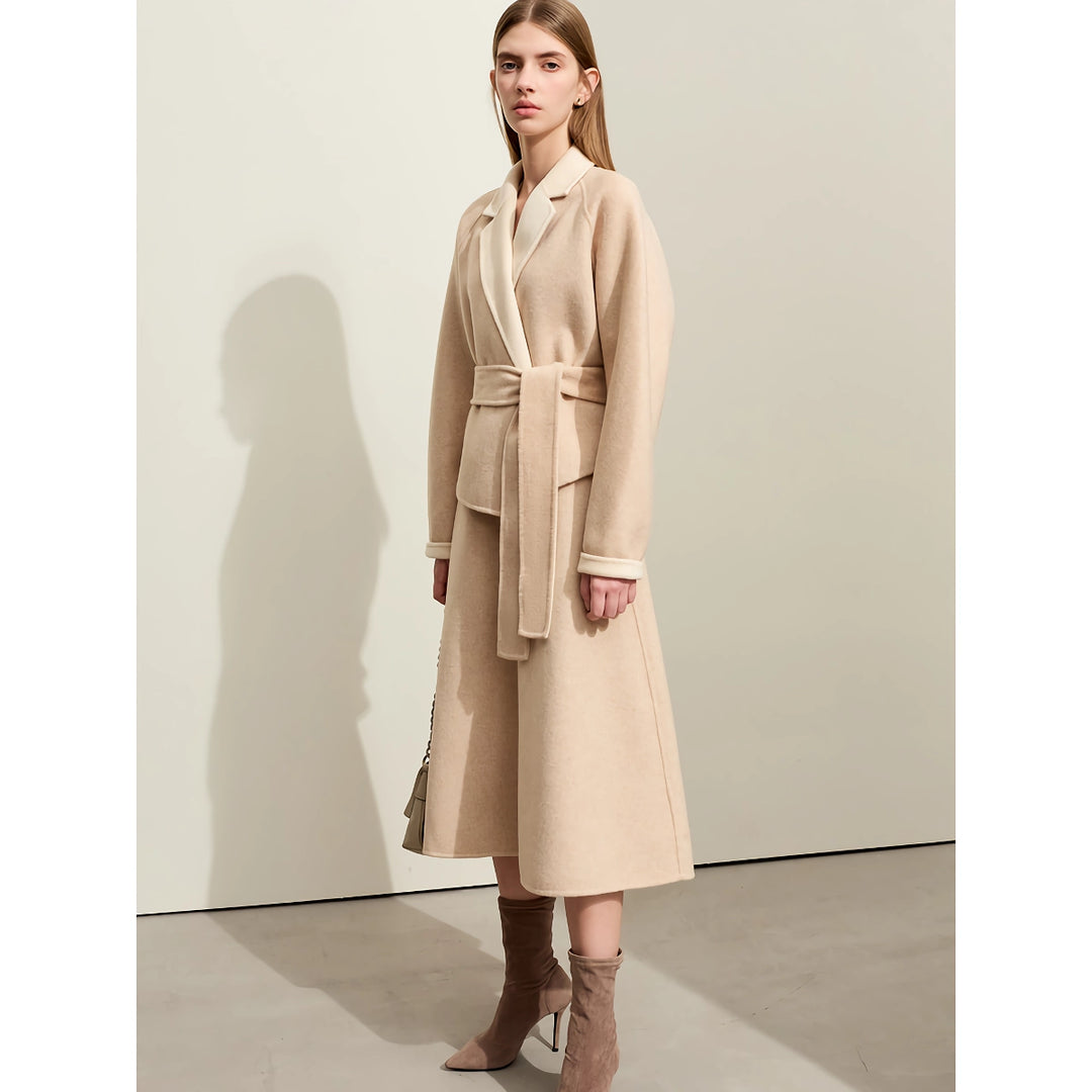 Elegant Women's Wool Lapel Collar Coat