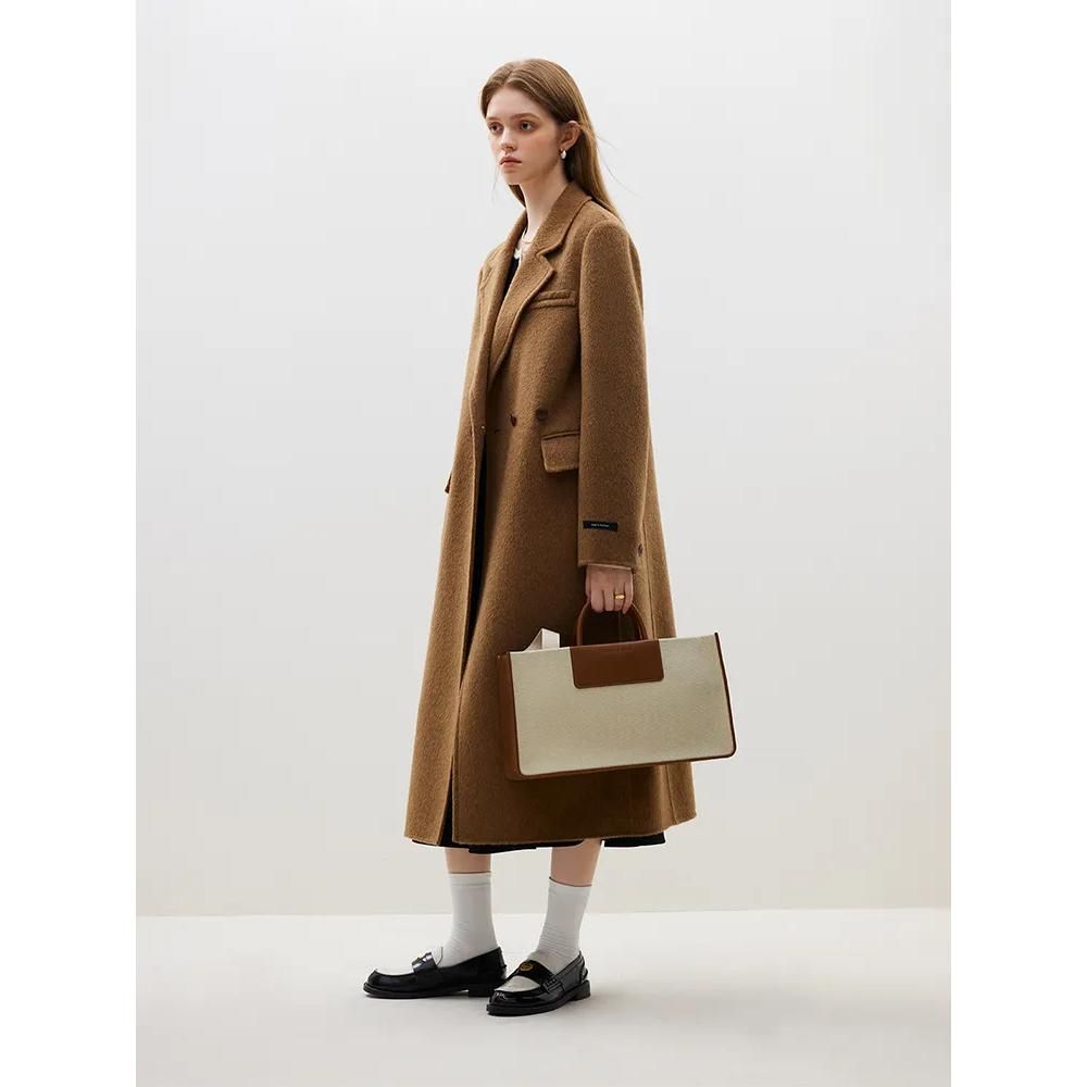 Camel Hair Long Woolen Coat for Women