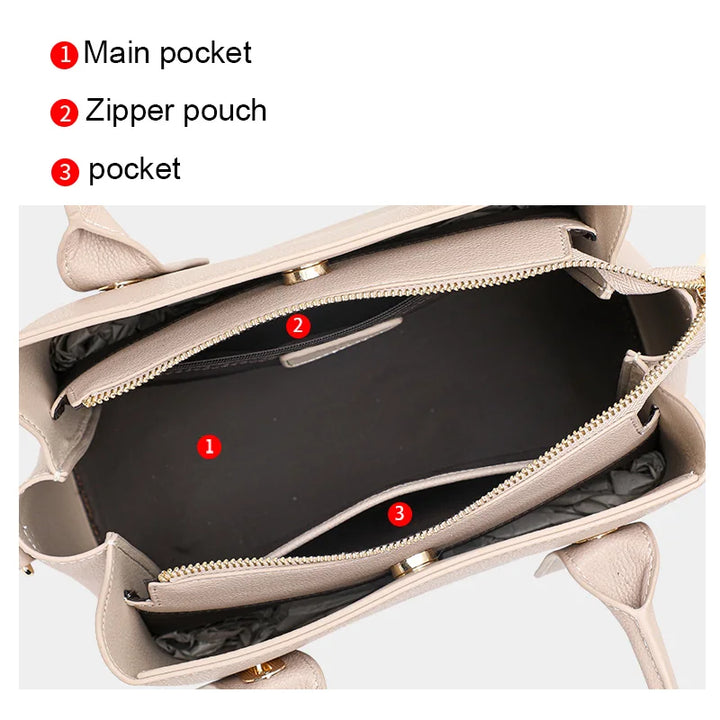 Genuine Leather Top Handle High-Capacity Fashion Handbag