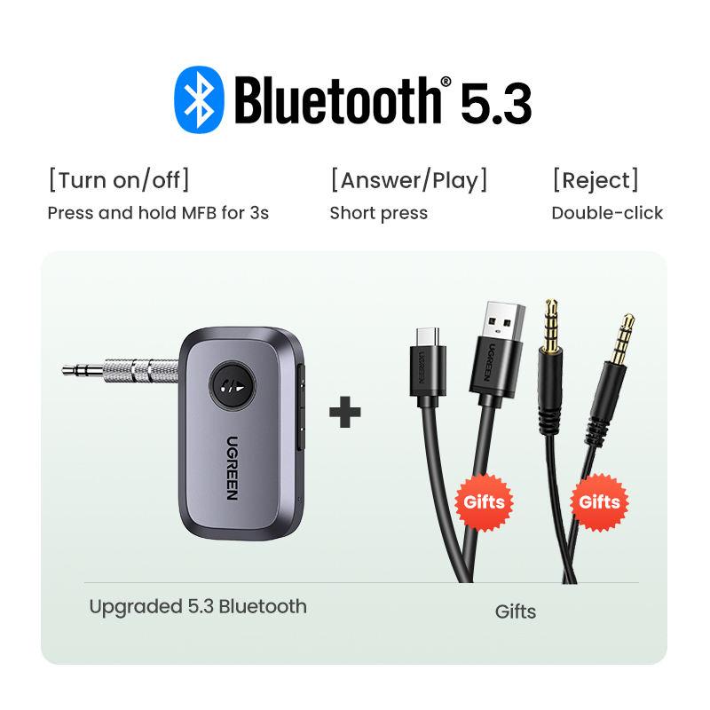 Bluetooth 5.3 Car Audio Receiver Adapter with 3.5mm AUX and Hands-Free Calling