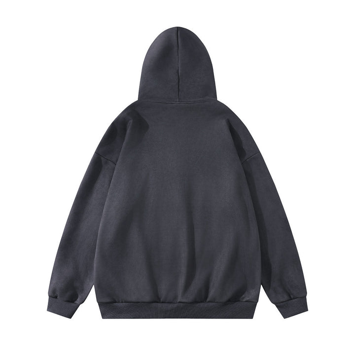 Design Patch Letter Hooded Loose Coat Men's Sweater