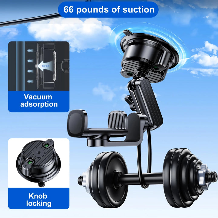 2-in-1 Car Phone & Sports Camera Holder with Large Suction Cup