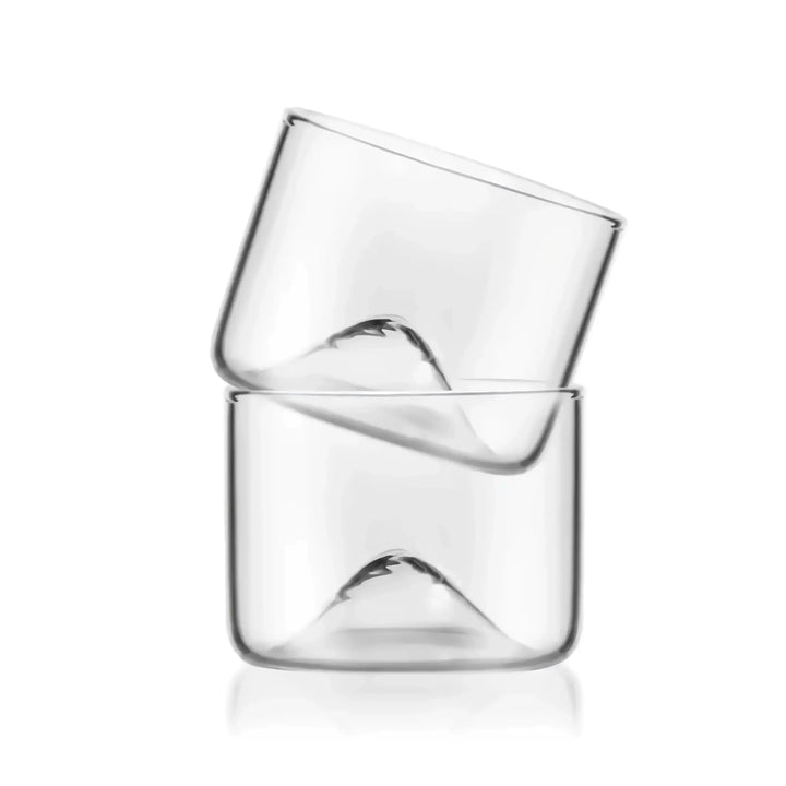 Mountain Whiskey Glass with Wooden Base