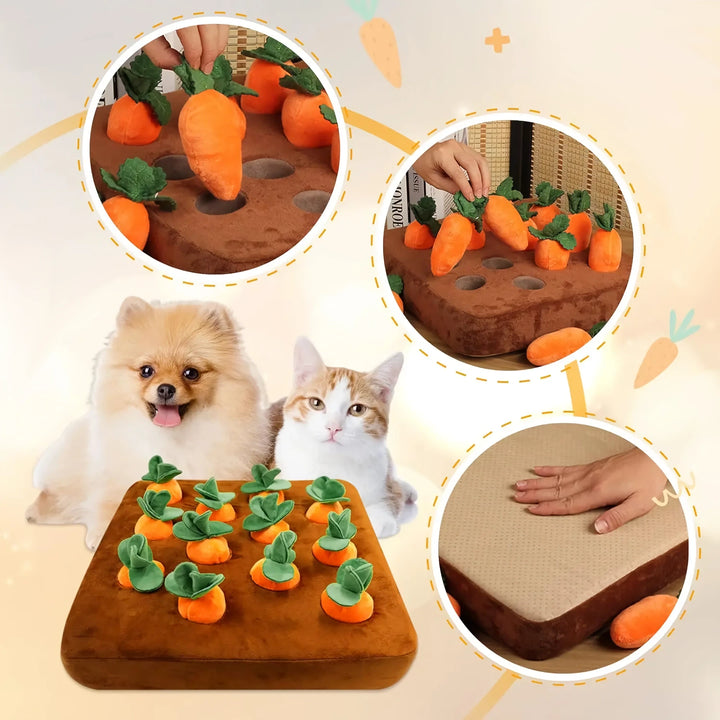 Interactive Plush Carrot Farm Dog Toy