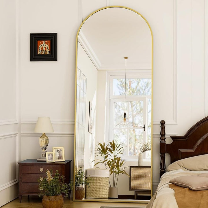 Elegant Arched Full-Length Gold Mirror with High-Definition Aluminum Frame