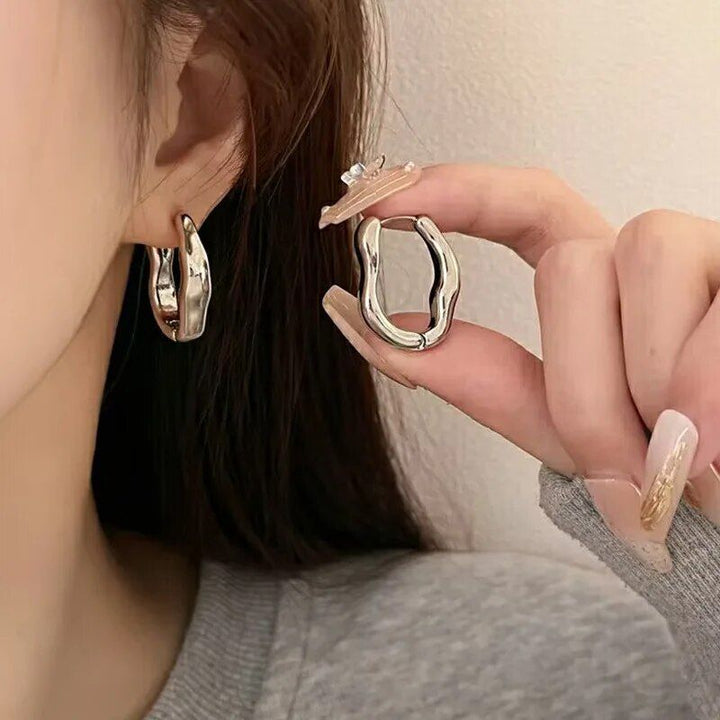 Luxurious Stainless Steel Geometric Hoop Earrings for Women