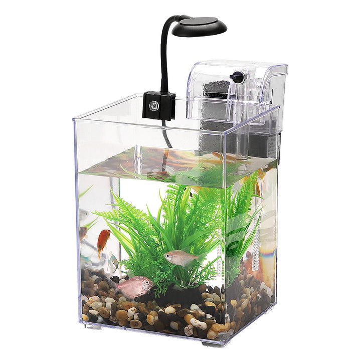 USB-Powered Desktop Fish Tank with LED Lights