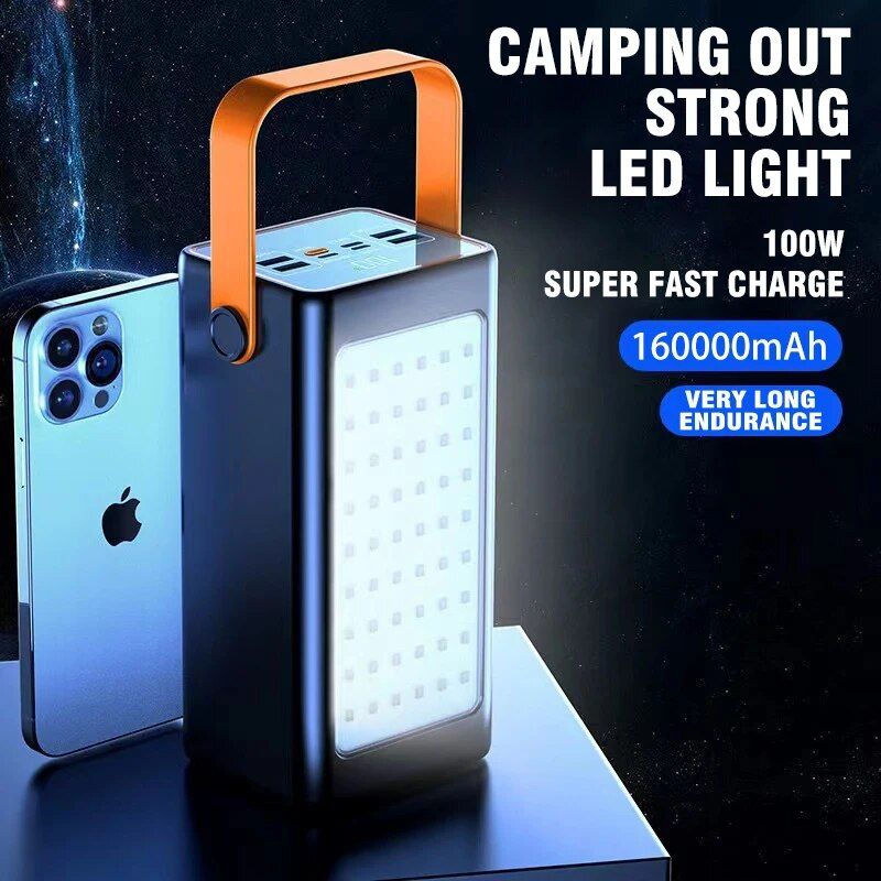 Ultra-Capacity 200000mAh Power Bank with 66W Fast Charge and LED Light
