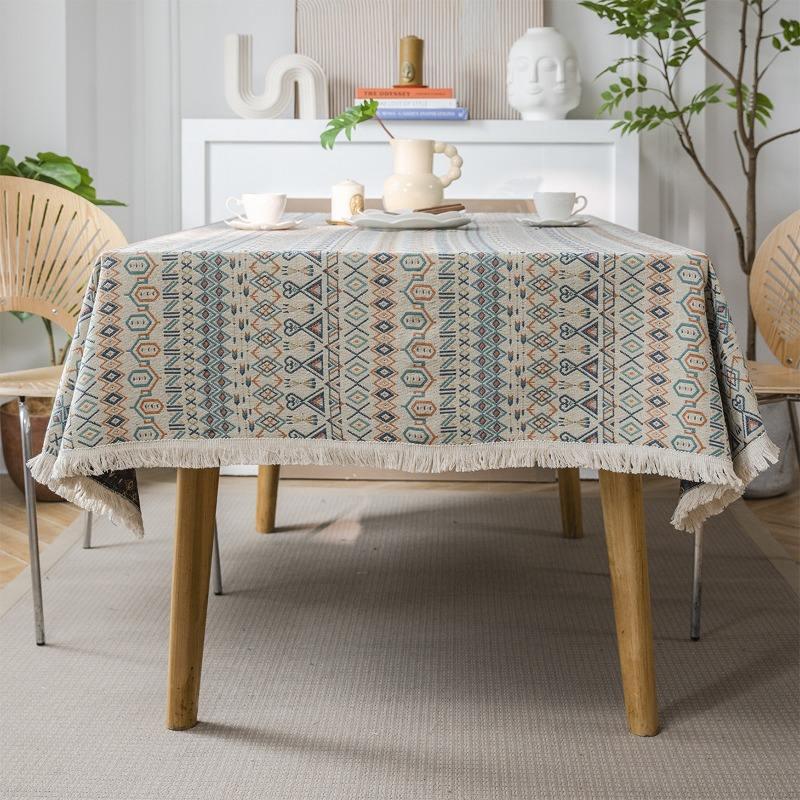 American Geometric Jacquard Bohemian Tablecloth