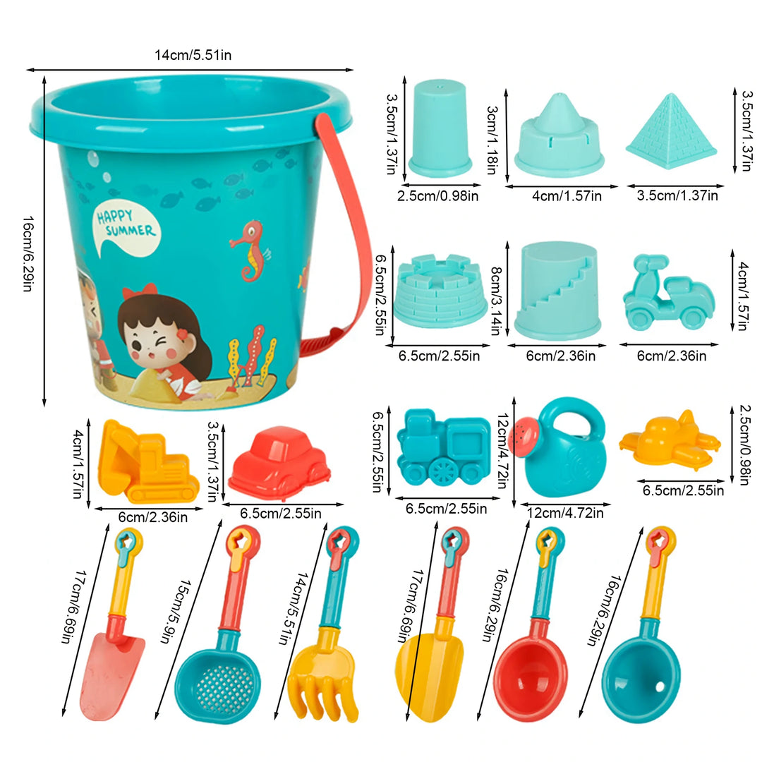 18-Piece Kids' Beach and Sand Playset with Colorful Sand Toys and Shovel