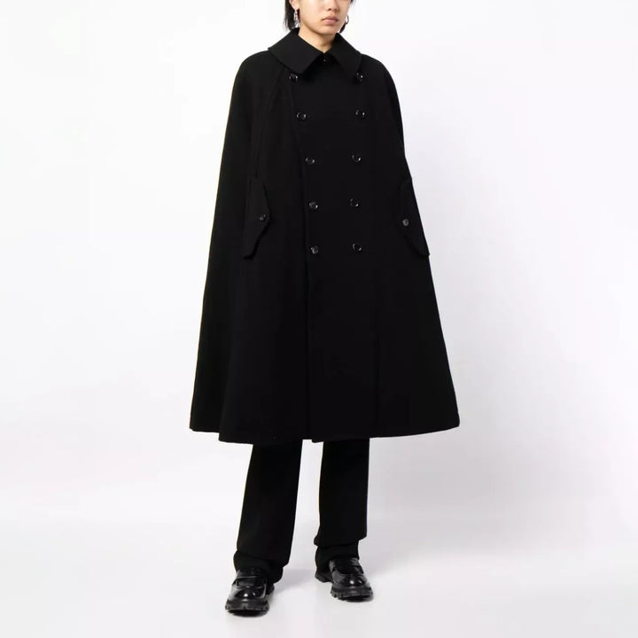 Elegant Cape Style Woolen Shawl Overcoat