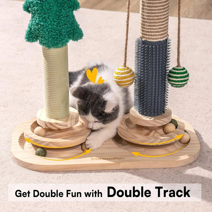 Multi-functional Cat Scratch Post with 3-Tier Track