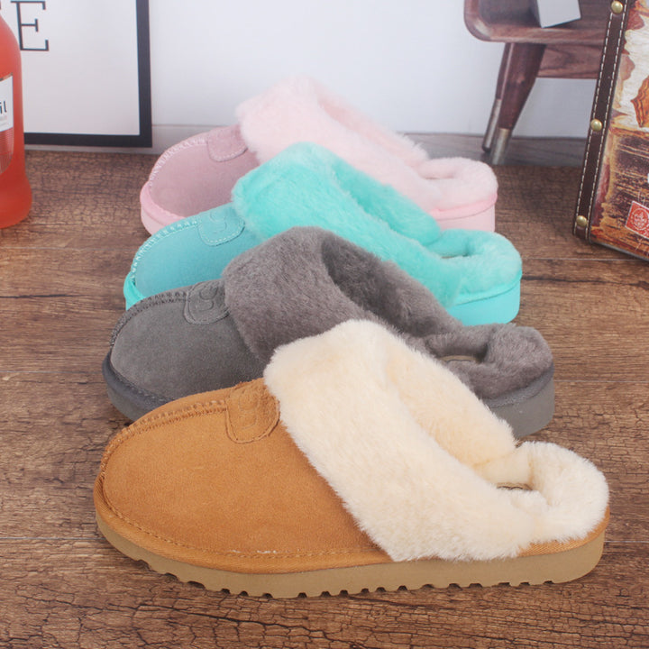 Men's And Women's Cowhide Toe Warm Slippers