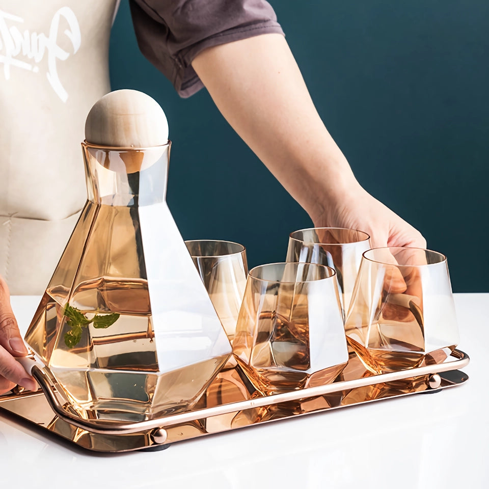 Elegant Glass Carafe Set with Wood Lid – Perfect for Every Occasion