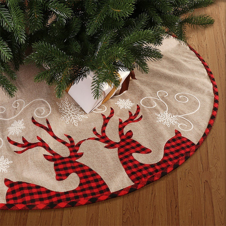 Plaid SHULU Christmas Tree Bottom Decoration Linen Tree Skirt