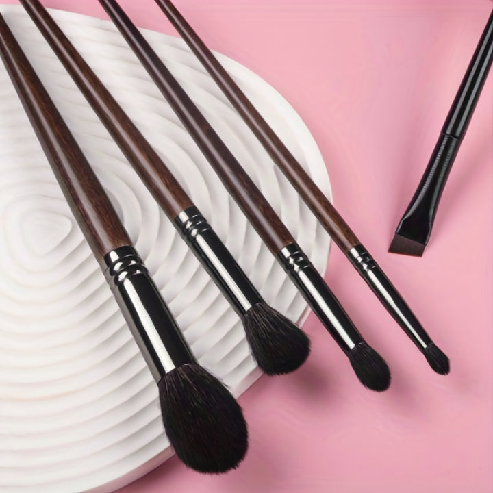 5-Piece Goat Hair Makeup Brush Set