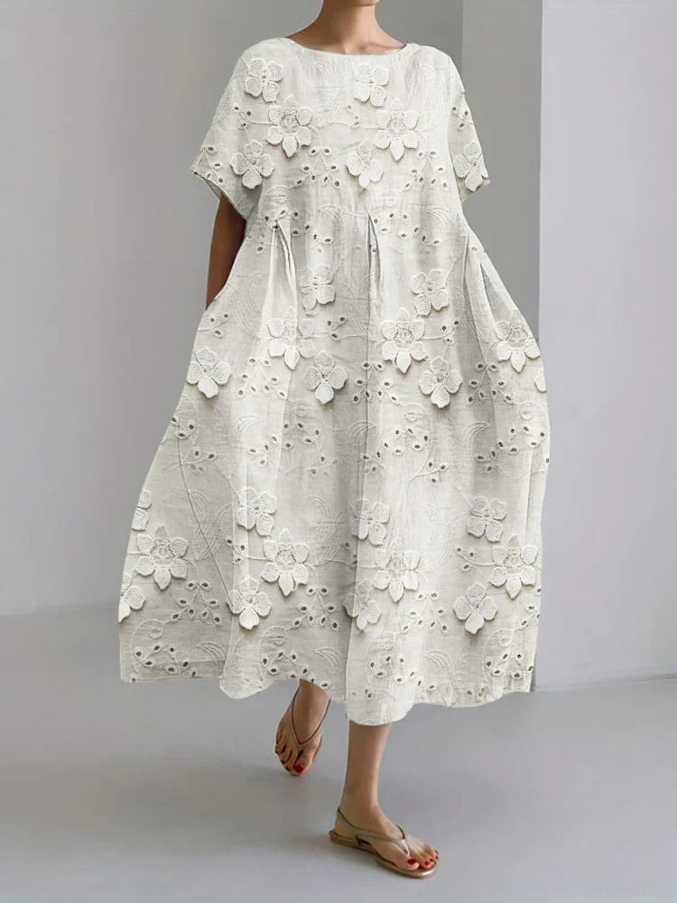 Loose Round Neck Fashion Temperament Printed Dress