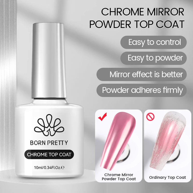 Chrome-Mirror Top Coat - Transparent Nail Gel for Stunning Shine