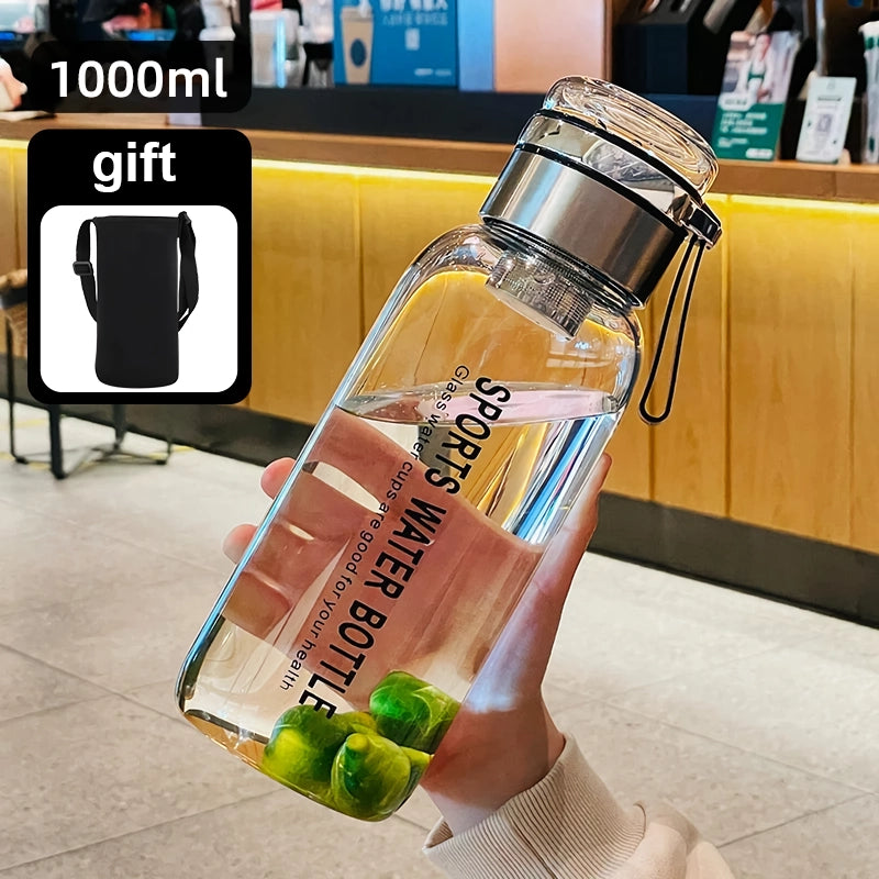 2L Large Capacity Portable Glass Water Bottle