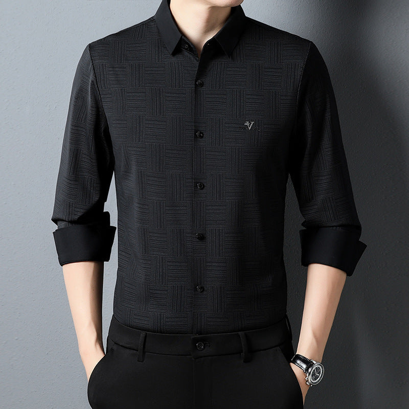 Casual Long Sleeve Lapel Seamless Adhesive Shirt