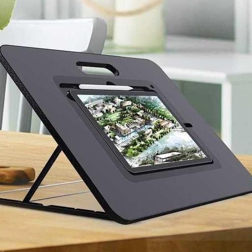 Adjustable iPad Sketchboard Stand with Built-in Pencil Holder & Charging Port