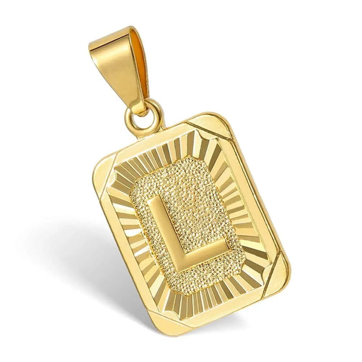 Gold Plated Initial Necklace with Cuban Curb Chain - Unisex Personalized Letter Pendant