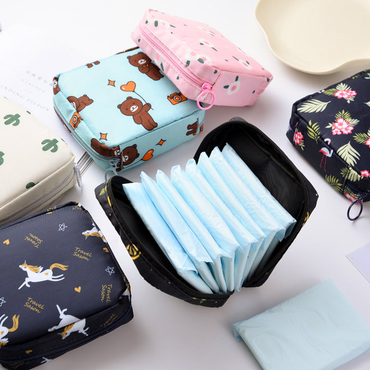 Portable Sanitary Napkin and Cosmetic Storage Bag