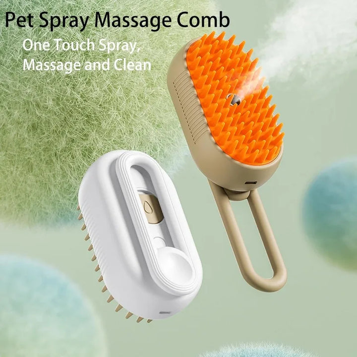 Multi-Function Pet Grooming Steam Brush: Clean, Massage, and De-shed