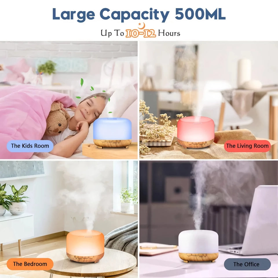 500ML Wood Grain Aroma Diffuser with Remote Control