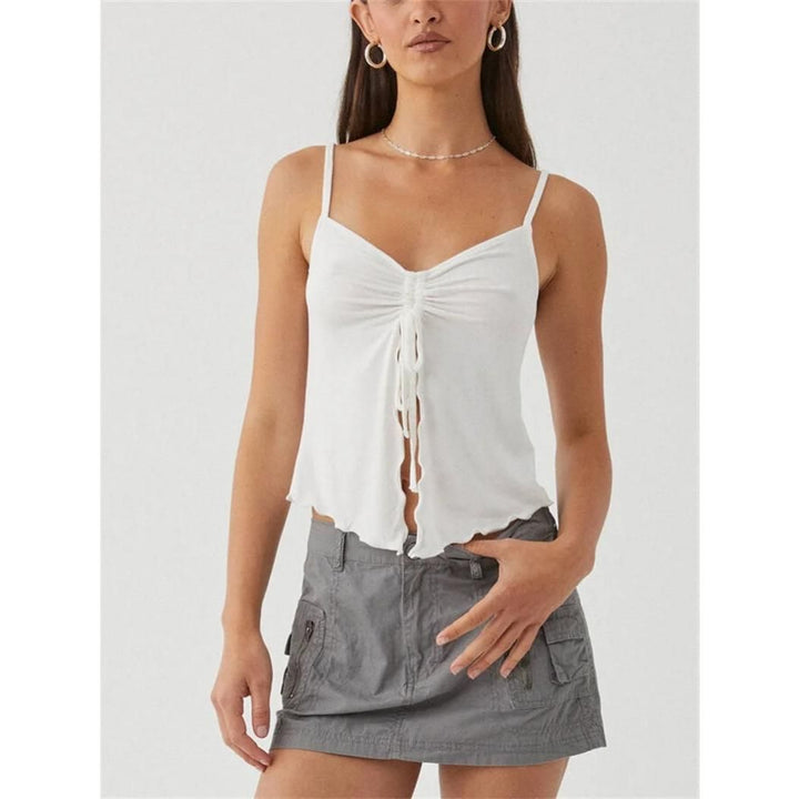 Chic Sleeveless Crop Top with Side Bandage Detail