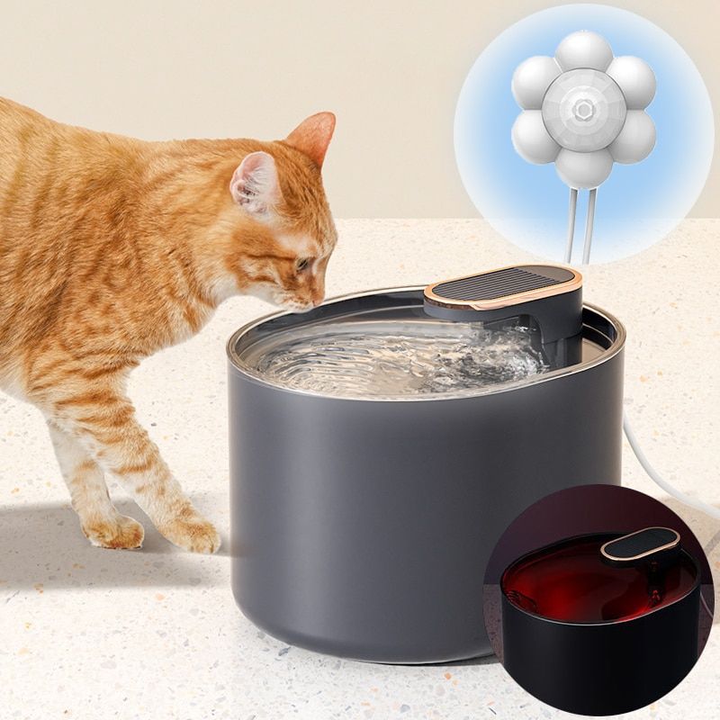 3L Smart Cat Water Fountain with Motion Sensor & LED Light