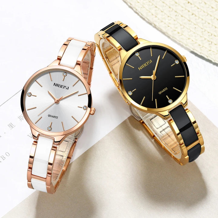 Elegant Ceramic Bracelet Women's Watch with Luminous Hands