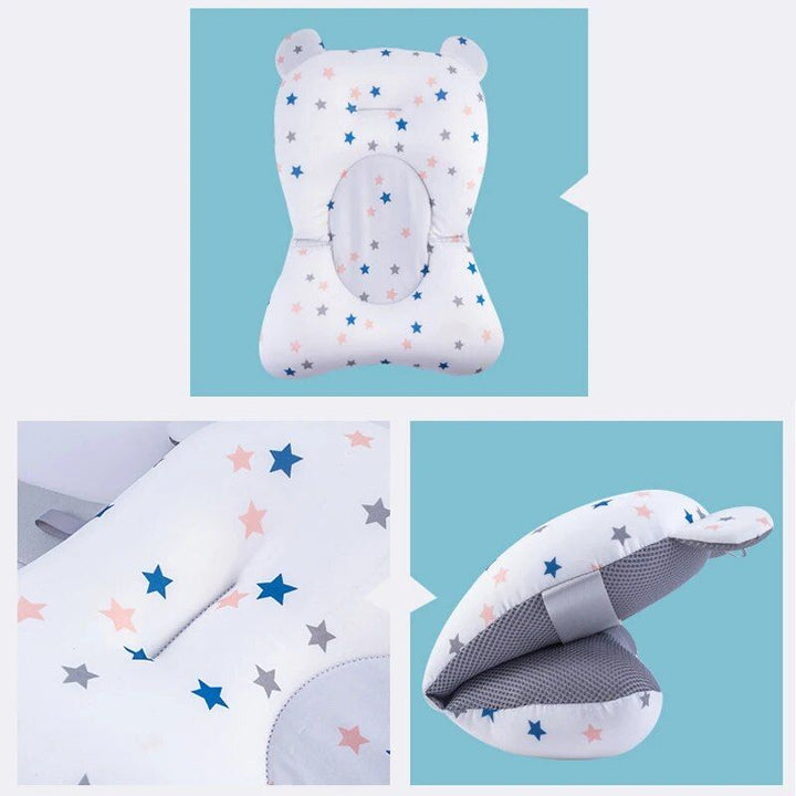 Adjustable Newborn Bath Cushion - Star Pattern, Foldable Baby Bath Seat