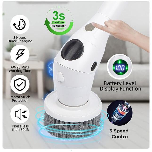 8-in-1 Multifunctional Electric Spin Cleaning Brush with LED Night Light