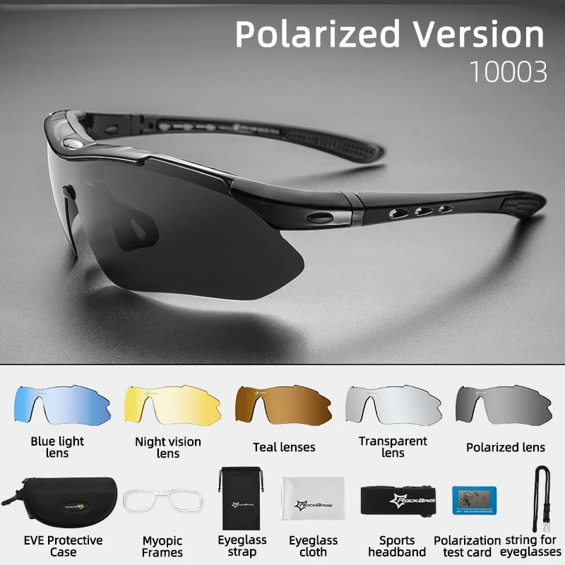 Polarized Sports Cycling Sunglasses with Interchangeable Lenses for Men and Women