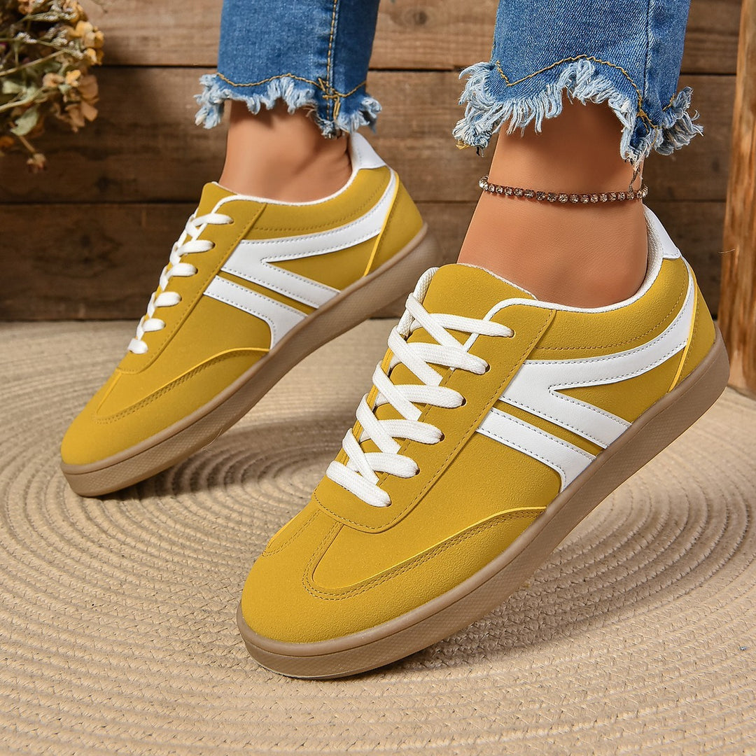 Lace-up Round Toe Flats Shoes Fashion Sports Slip On Casual Shoes For Women