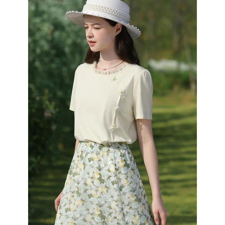 Chic Floral Short Sleeve T-Shirt